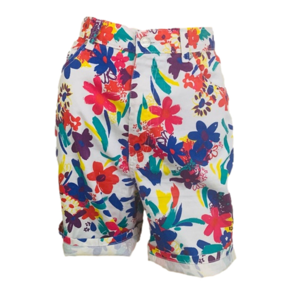 Vintage 90s Multi Color Floral High Waist Shorts Size 9 Retro Y2K